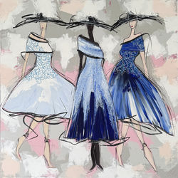 Les demoiselles en bleu... | 100x100cm