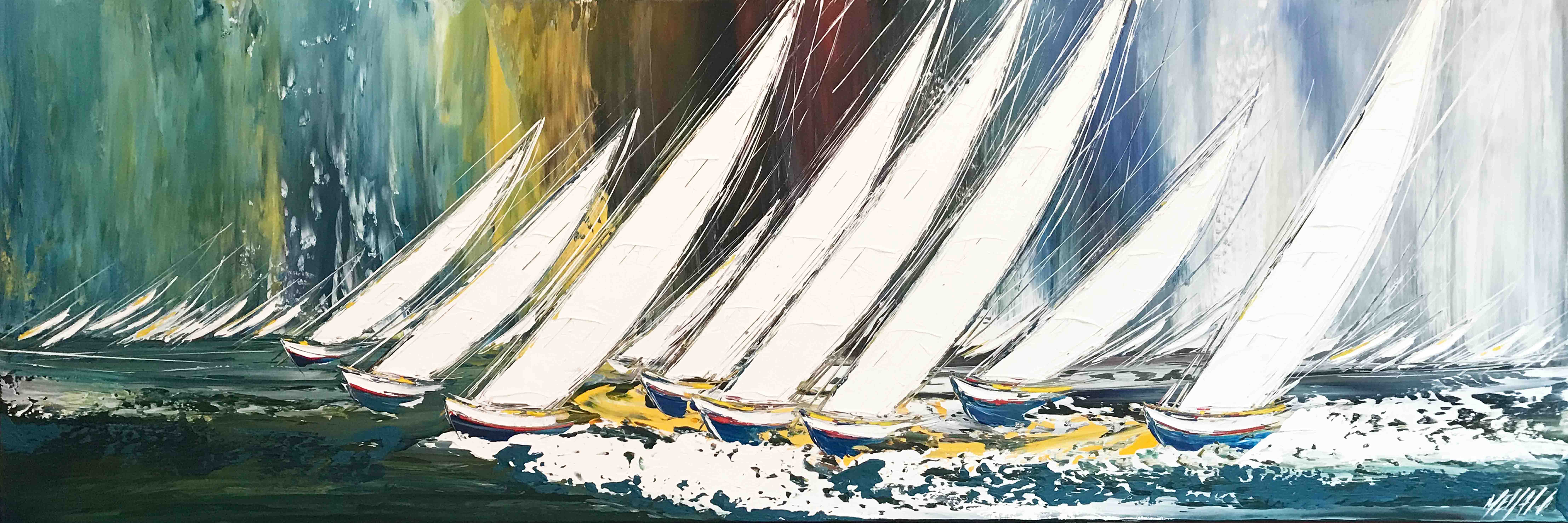 Régate à l'horizon... | 50x150cm