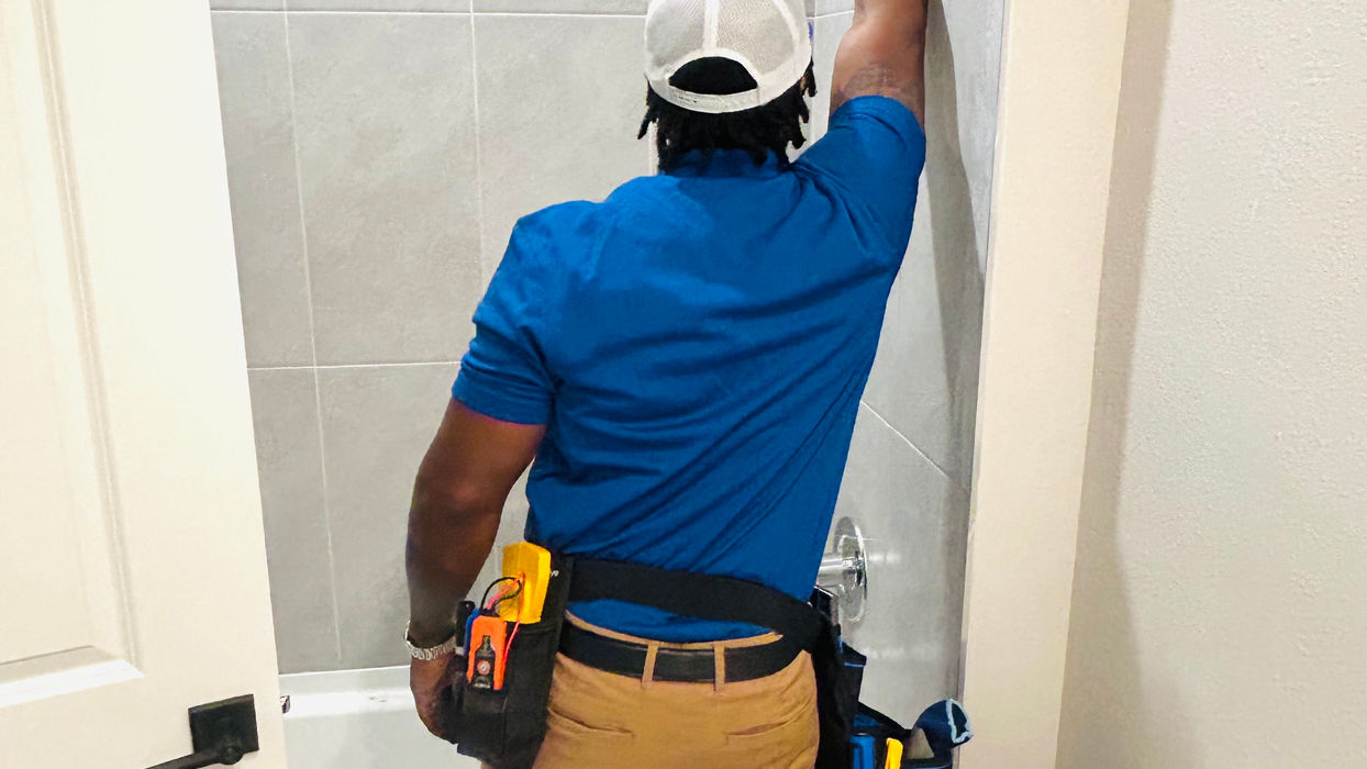 Inspecting the bathroom