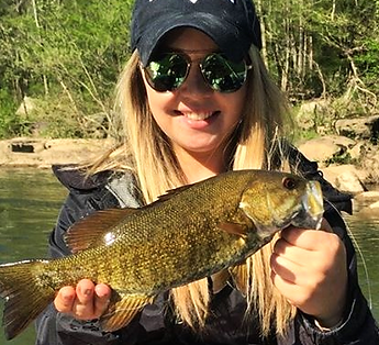 Fishing for smallmouth bass New River West Virg
