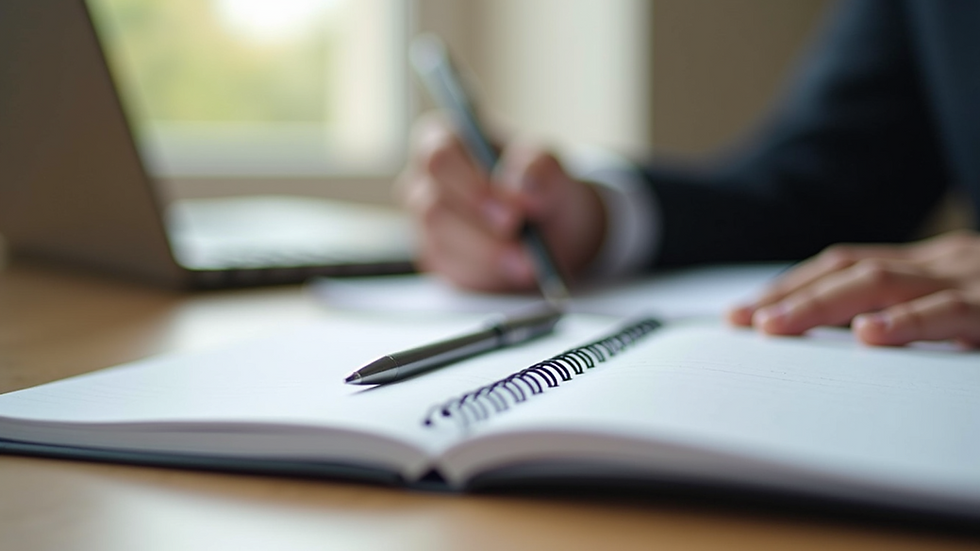 Close-up view of a notebook and pen ready for coaching notes