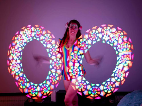 Mystica Fay aka Mystica Fae or Mystica Faye or Mystica Fiora performing LED dance with LED pixel poi by Pyroterra Lighttoys, currently in Melbourne