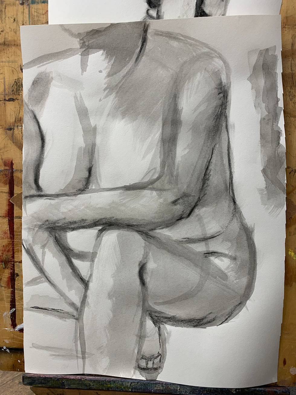 Zoomed in on Sitting Pose - in Ink.