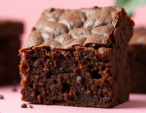 Picture of brownie with a light pink background.jpg