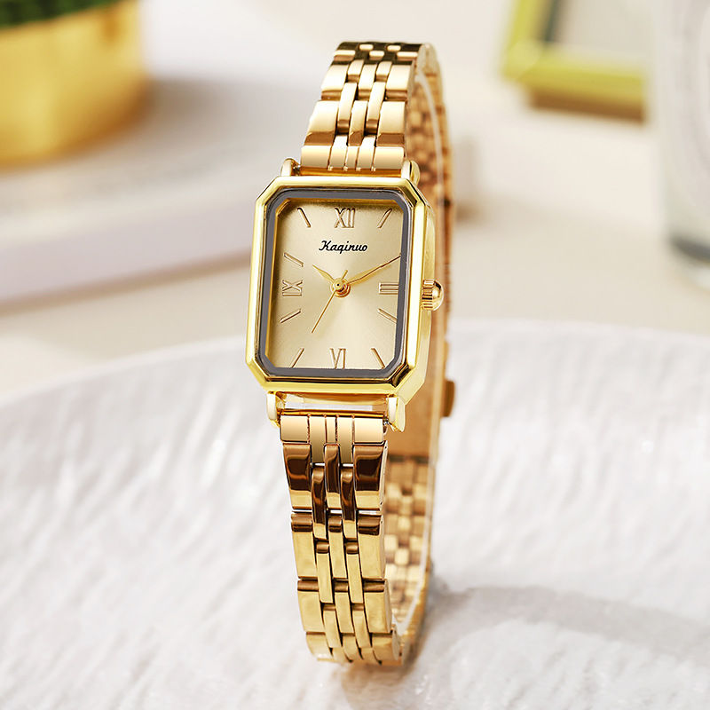 Thumbnail: Rectangular Gold Watch Women Adjustable Stainless Steel Strap Ladies Watch Luxur