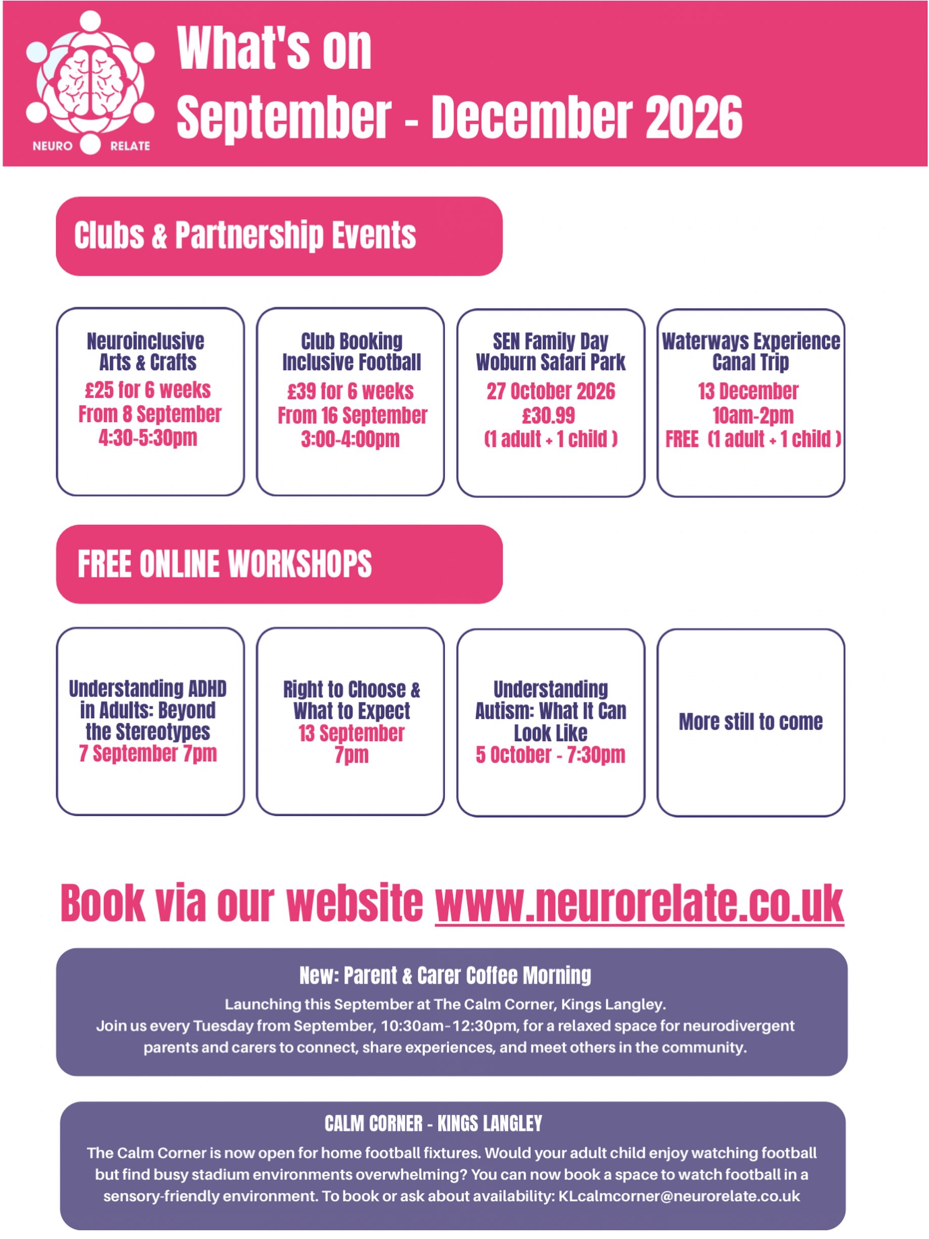 Newsletter August - Upcoming Events Autumn