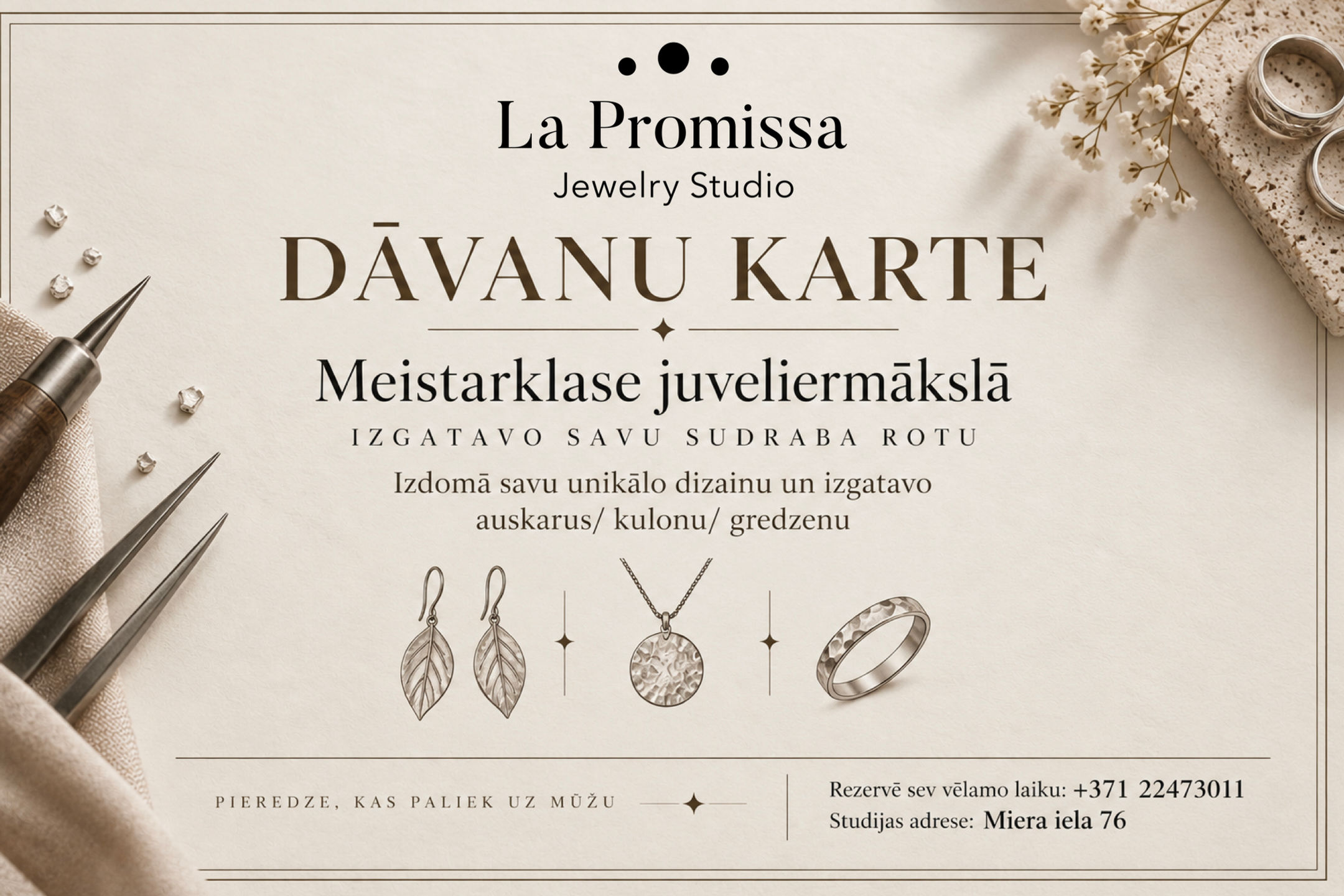 Dāvanu karte "Meistarklase juveliermākslā"