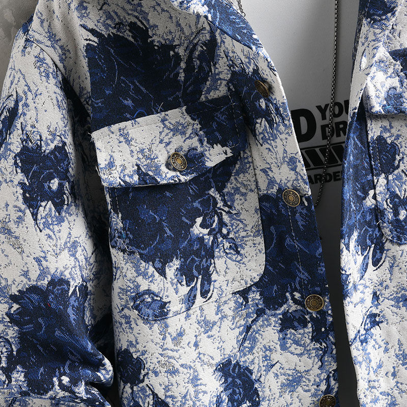 Miniatura: Jaqueta jeans masculina casual de alta qualidade -