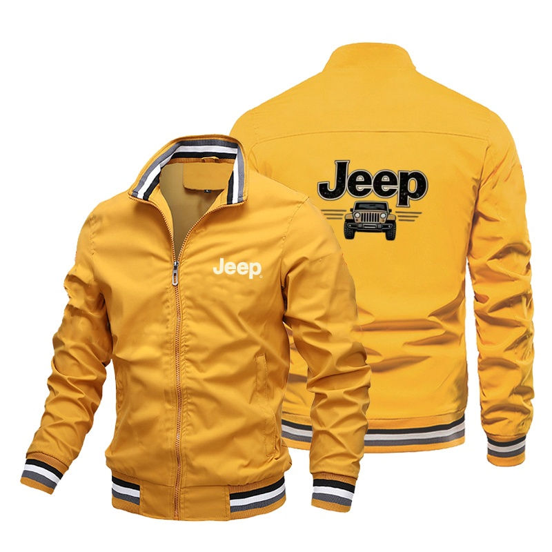Miniatura: Jaqueta bomber masculina estilo Jeep com listras e zíper