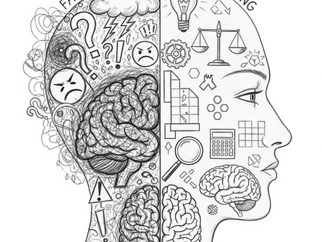 A sketch of a brain divided into two parts, labeled "System 1" and "System 2".