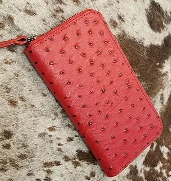Thumbnail: Agustina Small Ostrich Print Exotic Zip Wallet