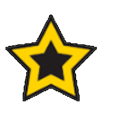 Five-point star with a yellow outline