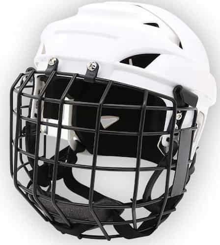 White CCOOL Explosion-Proof Goalkeeper Helmet with black cage mask