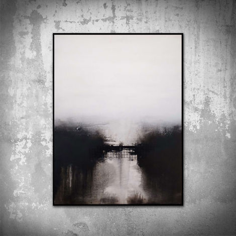 Suspension est un tableau contemporain abstrait de Jules qui capte un instant figé entre deux réalités. La lumière flotte entre zones d’ombre et reflets flous, dans une peinture texturée presque éthérée. Ce paysage intérieur évoque un espace suspendu, un entre-deux silencieux où le temps semble s’arrêter. Une œuvre d’art moderne, minimaliste et poétique, idéale pour une décoration murale apaisante et introspective.