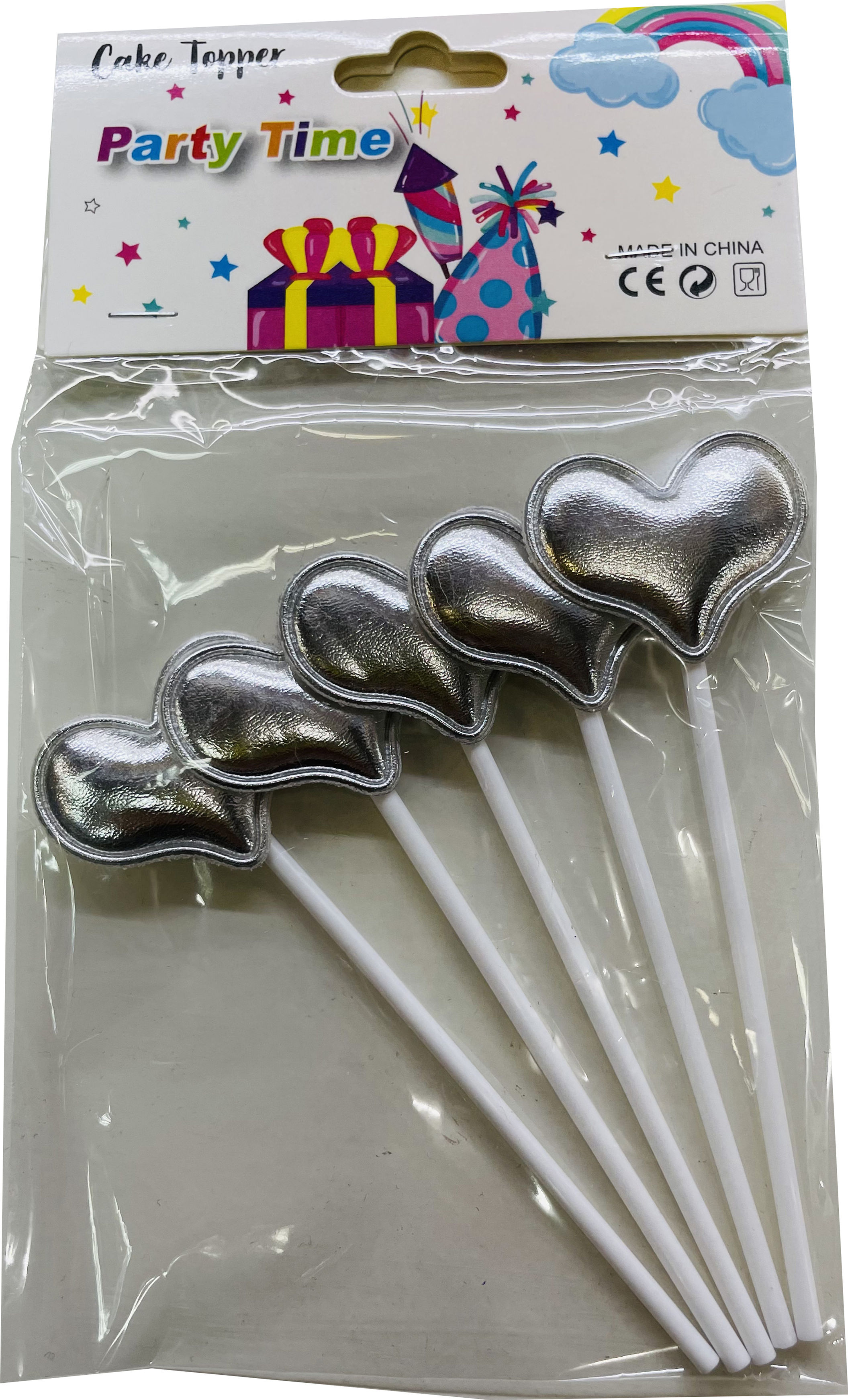 ვერცხლისფერი გული ჯოხზე 5ც