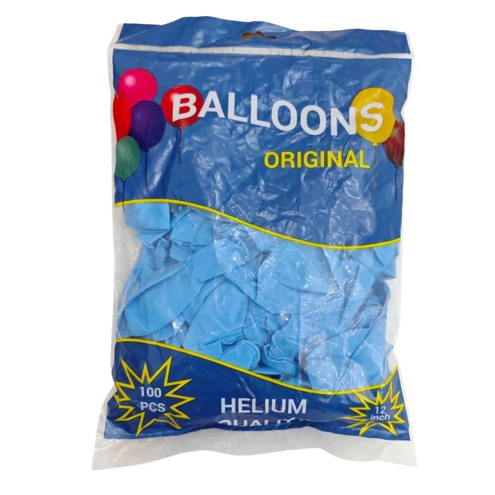 ბუშტი 12 ინჩი 100 ცალი - ცისფერი