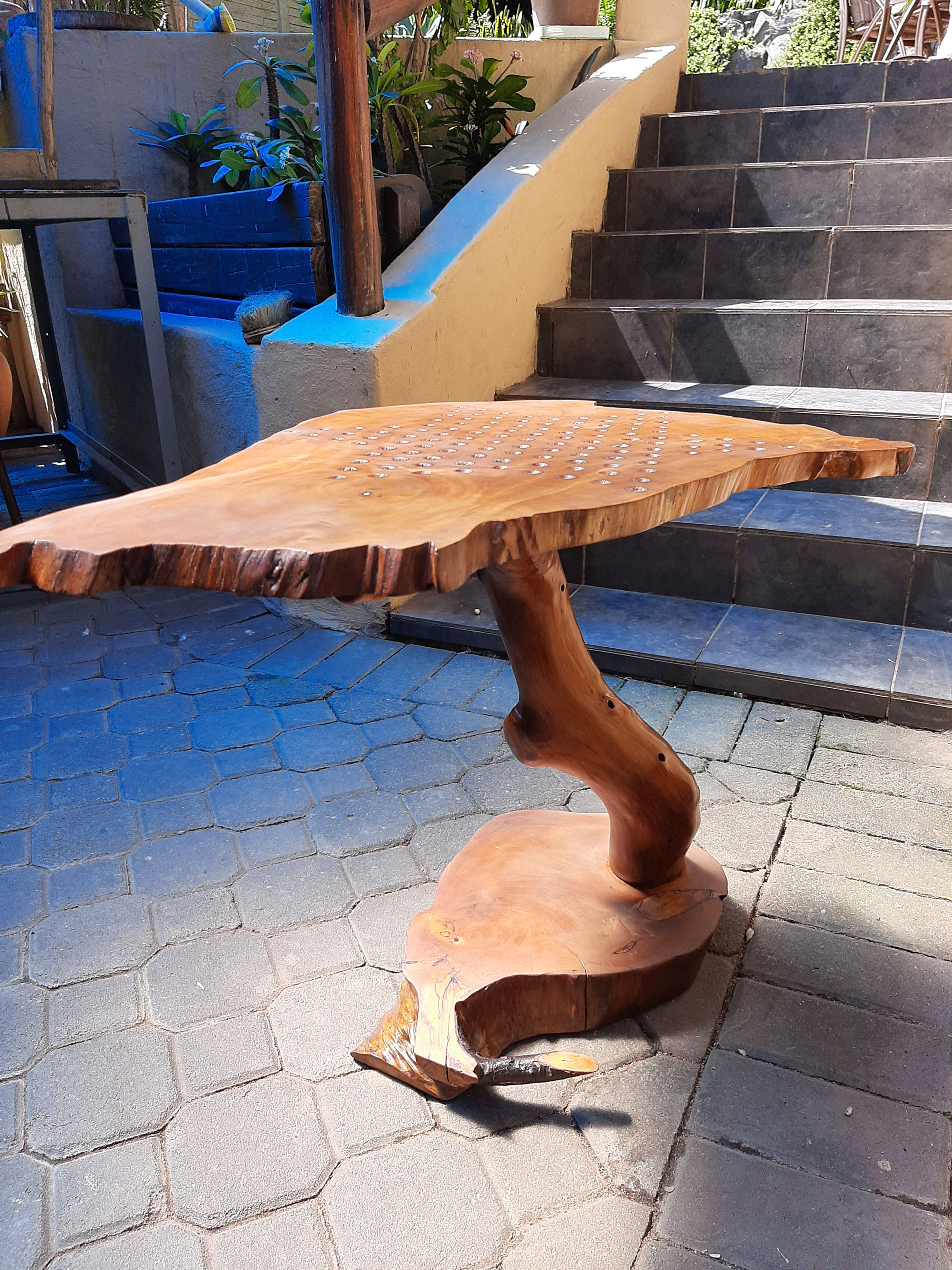 Live edge Chinese Checkers Side Table
