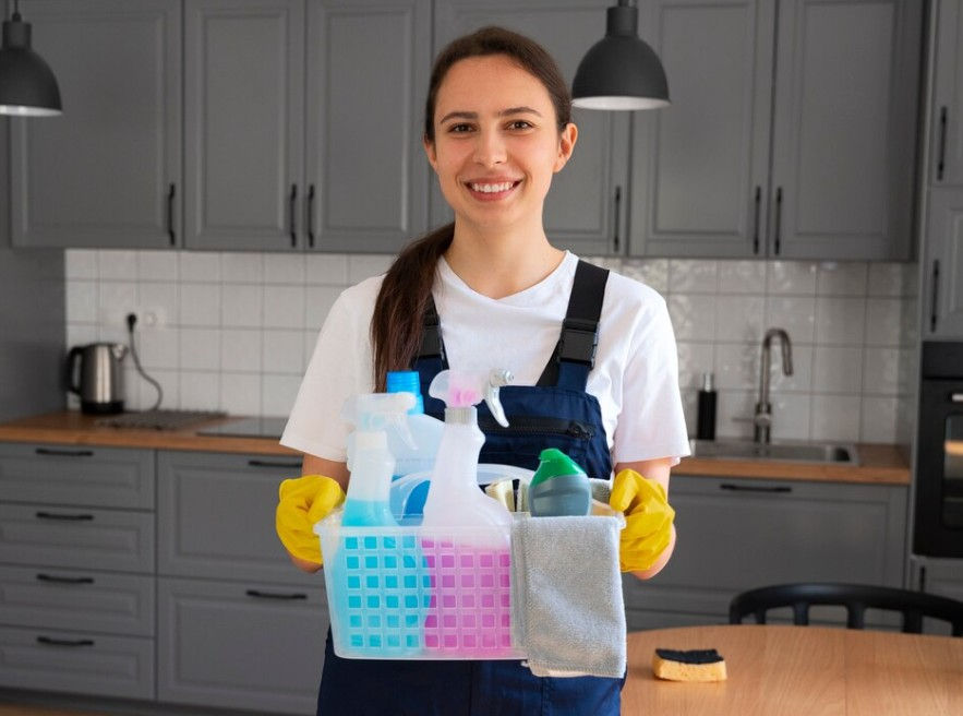 A cleaner with equipment