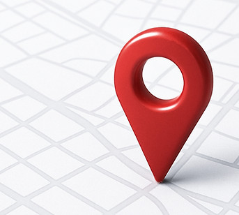 Graphic of a red location icon/pin