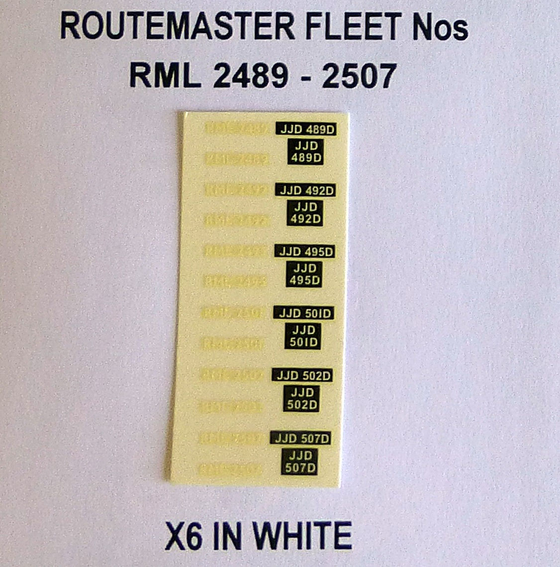 White RML 2489, 2492, 2495, 2501, 2503, 2507