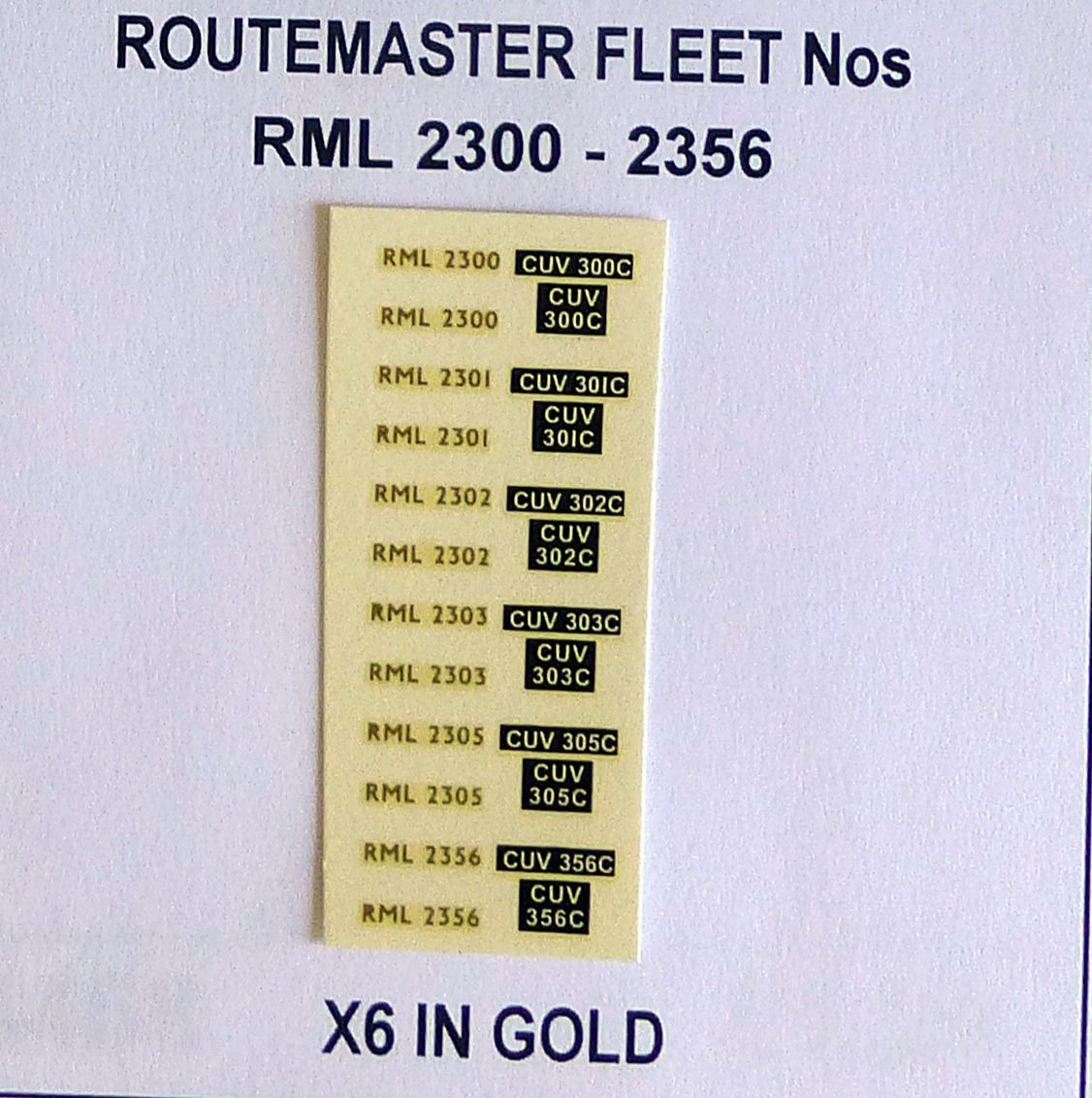 Gold RML 2300, 2301, 2302, 2303, 2305, 2356