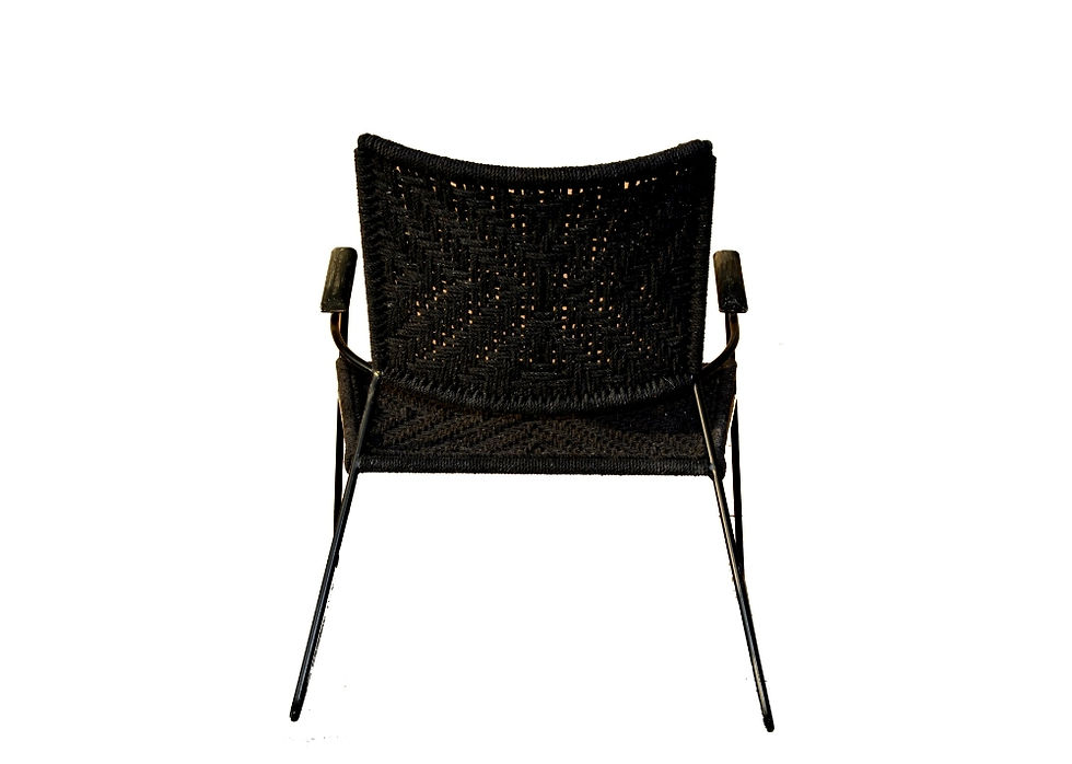 Thumbnail: chaise charpoy/chaise rotin/Toulouse/mobilier Figeac/meuble design Toulouse/fauteuil jardin tressé noir/chaise tressée noire/