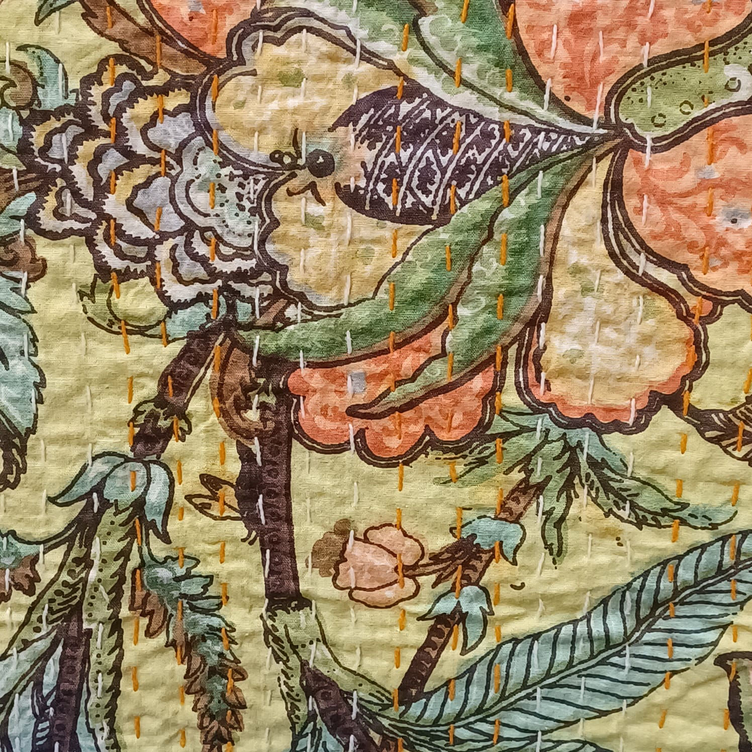 couvre lit crème/courtepointe/bouti crème/bouti fleur/couvre lit indien/pink quilt bed cover/cream bedcover/tissus indien