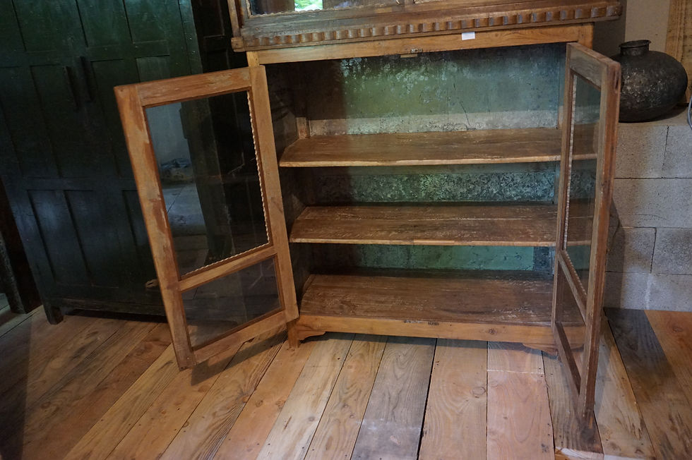 Miniature : Meuble bois avec vitrine n°119 tek