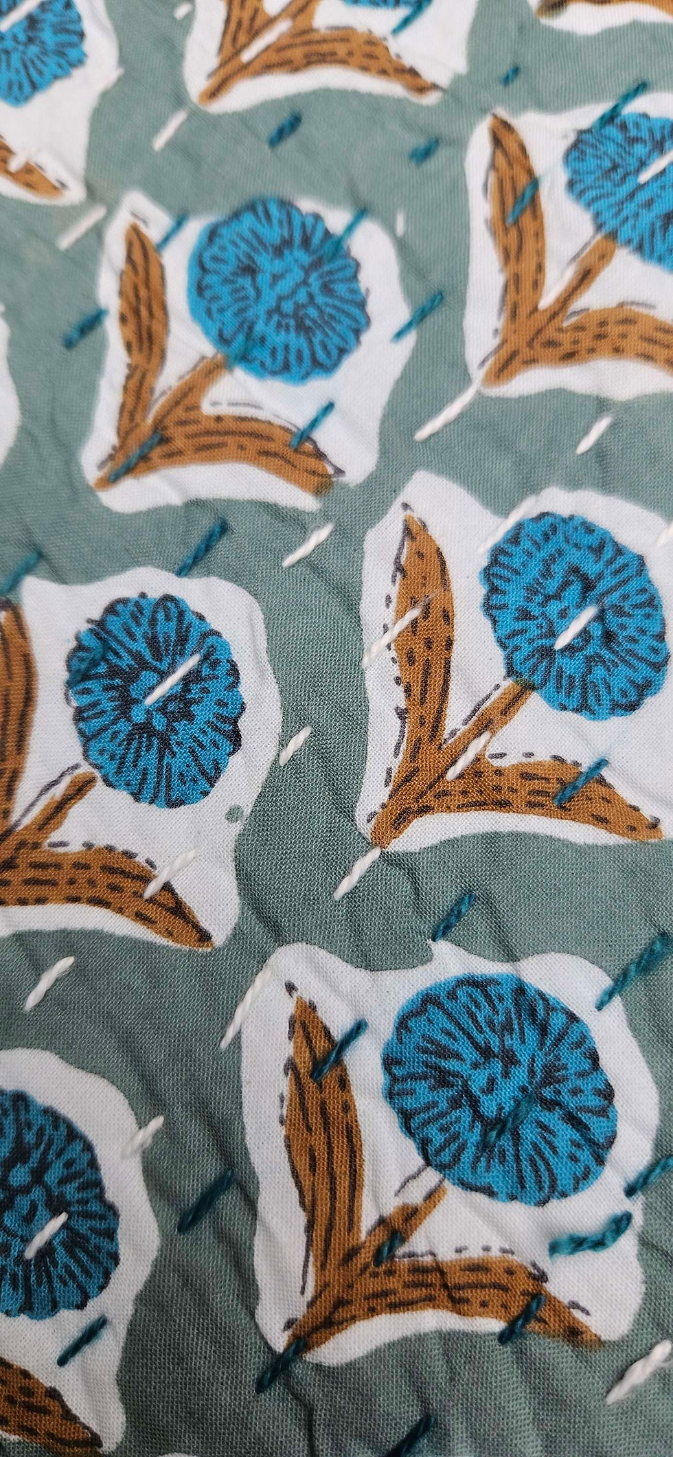 couvre lit vert d'eau/courtepointe/bouti fleur/couvre lit indien/yellow quilt bed cover/yellow bedcover/tissus indien