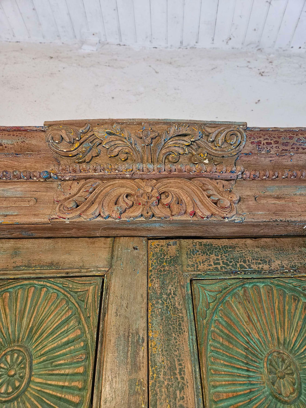Miniature : porte indienne patine verte/porte inde import/meuble indien patine couleur/porte monumentale indienne/porte indienne couleur/