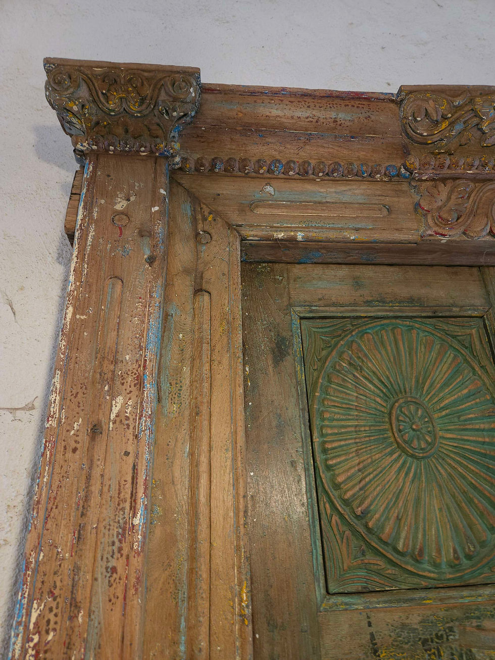 Miniature : porte indienne patine verte/porte inde import/meuble indien patine couleur/porte monumentale indienne/porte indienne couleur/