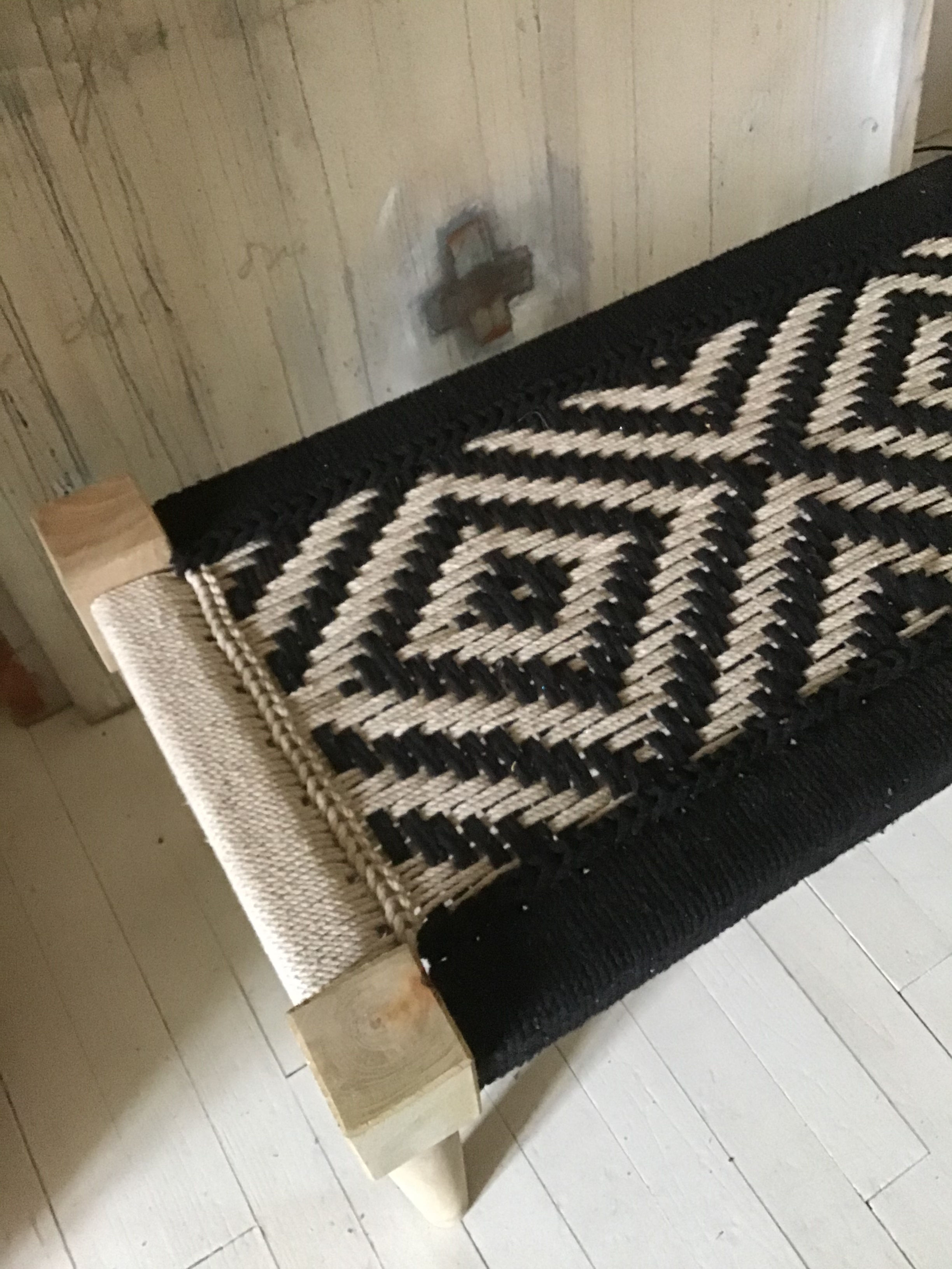 banc charpoy noir et blanc/banc indien/charpoy couleur/charpoy bench/daybed/lit indien/banc tressé/lit tressé/Toulouse