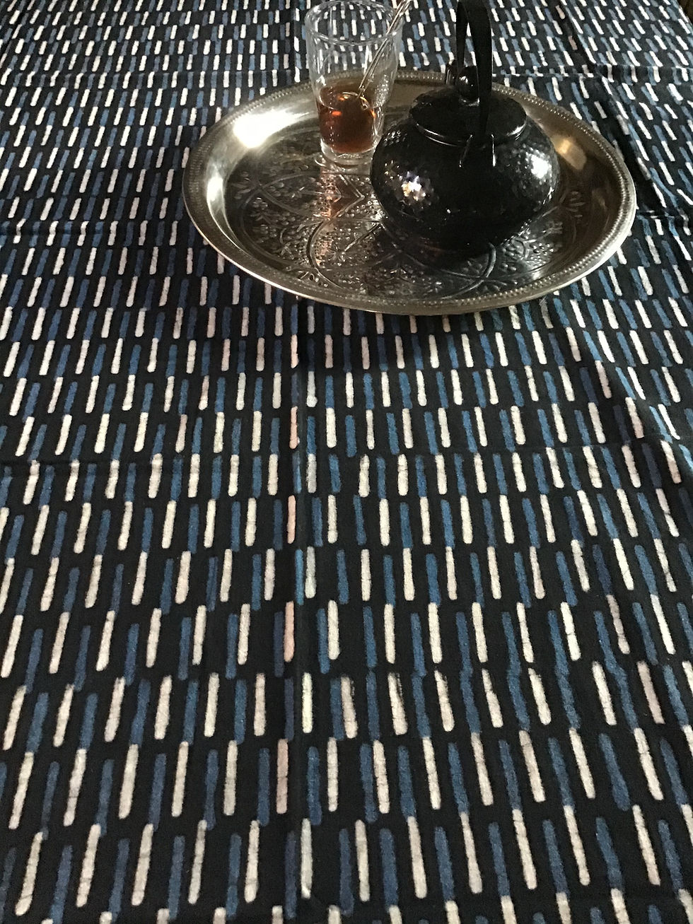 Thumbnail: nappe bleue/tissu batik/nappe batik/tissus Paris/nappe bleu coton/shibori plaid/indian bedcover/indian bedspread/