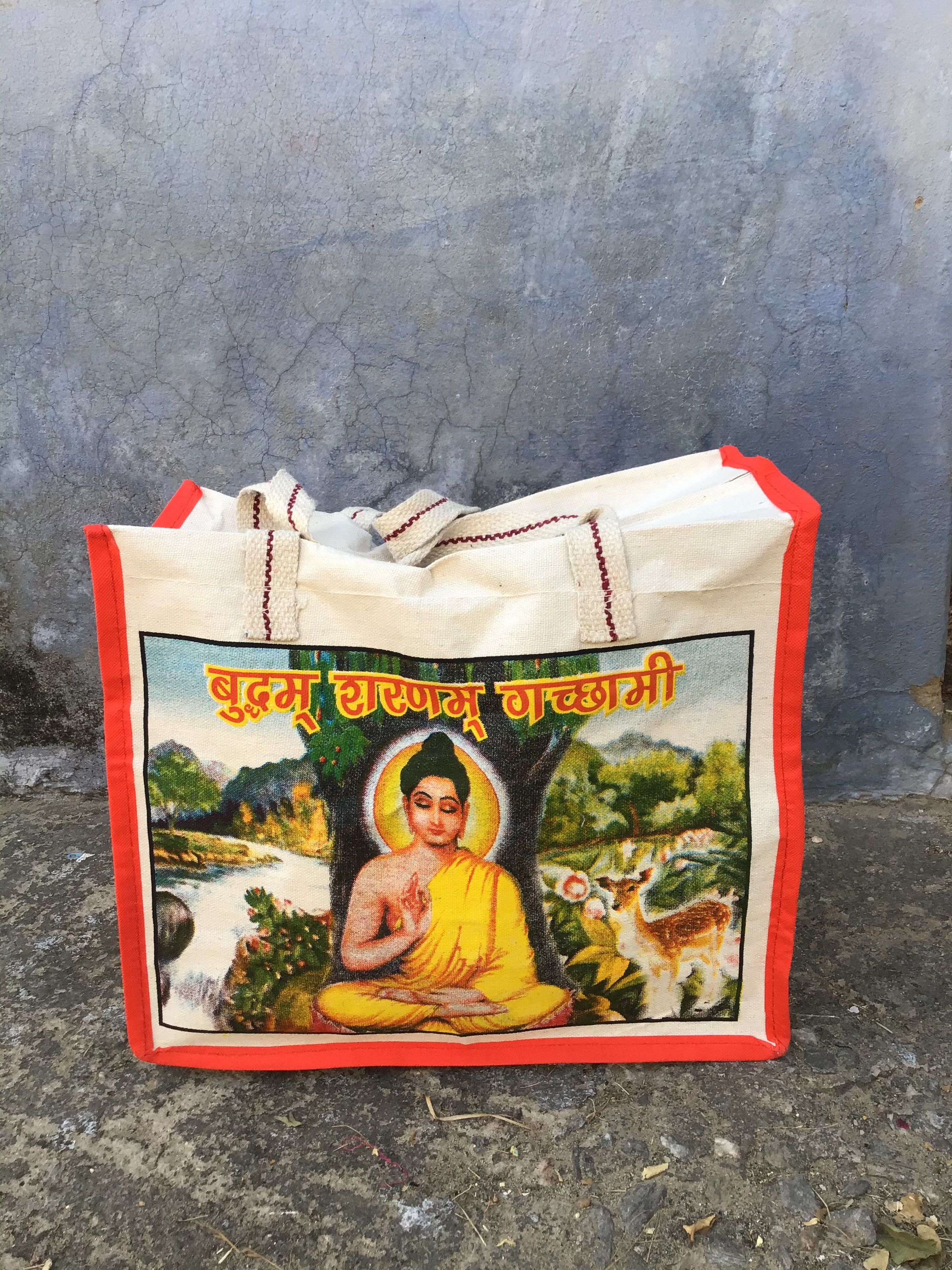 Sac indien coton/cabas indien/ sac toile indien boudha/cabas indien boudha/sac course inde/sac illustration boudha