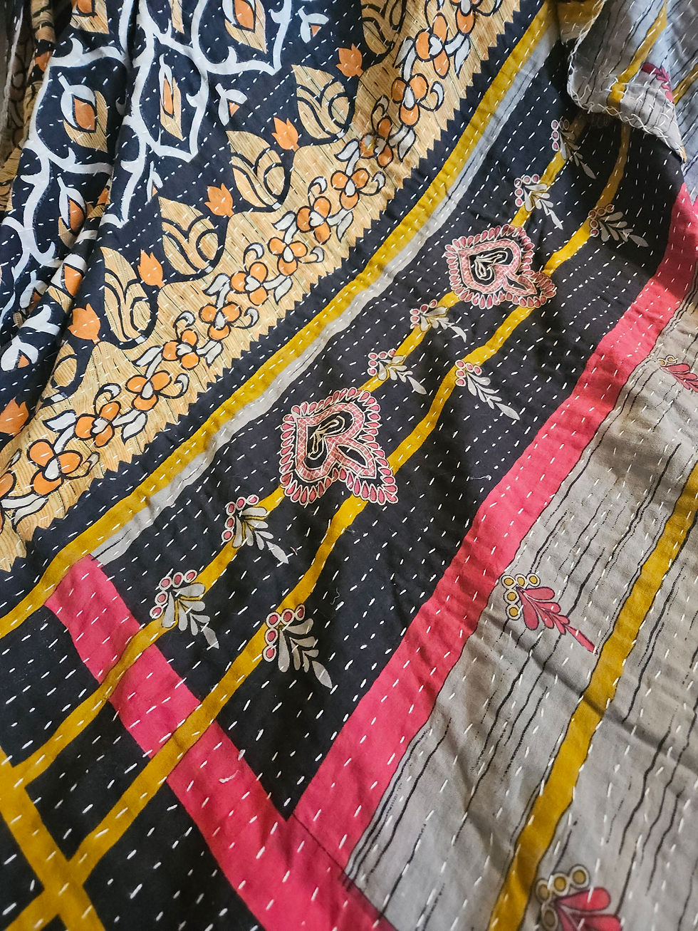 Miniature : tissu indien vintage/tissus caravane Paris/boutique Caravane Aix/plaid ancien indien/kantha indien/bouti inde/tissus Cahors