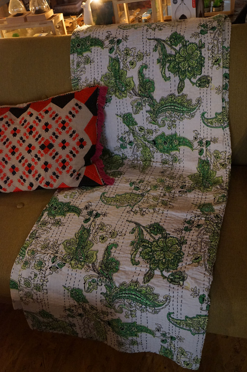 Miniature : Plaid/vintage/bobochic/couvre lit/caravane/collection/Paris/Jamini/tissus/linge/shibori/plaid/bedcover/bedspread/Figeac