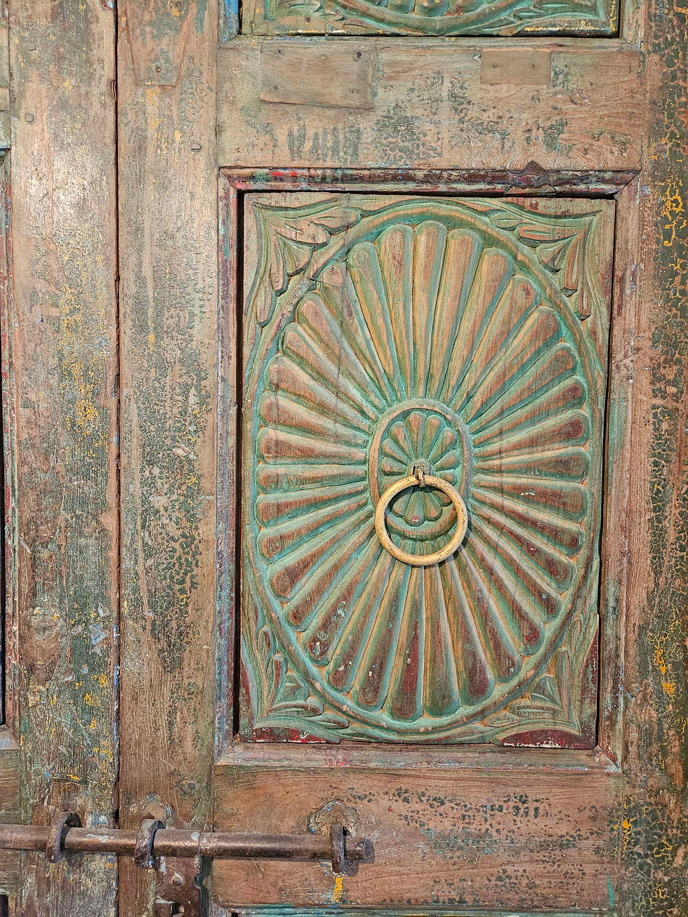 Miniature : porte indienne patine verte/porte inde import/meuble indien patine couleur/porte monumentale indienne/porte indienne couleur/
