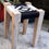 Miniature : tabouret tressé noir et blanc/repose pied/tabouret bas/tabouret charpoy/tabouret indien/meuble indien/meubles inde/banc inde