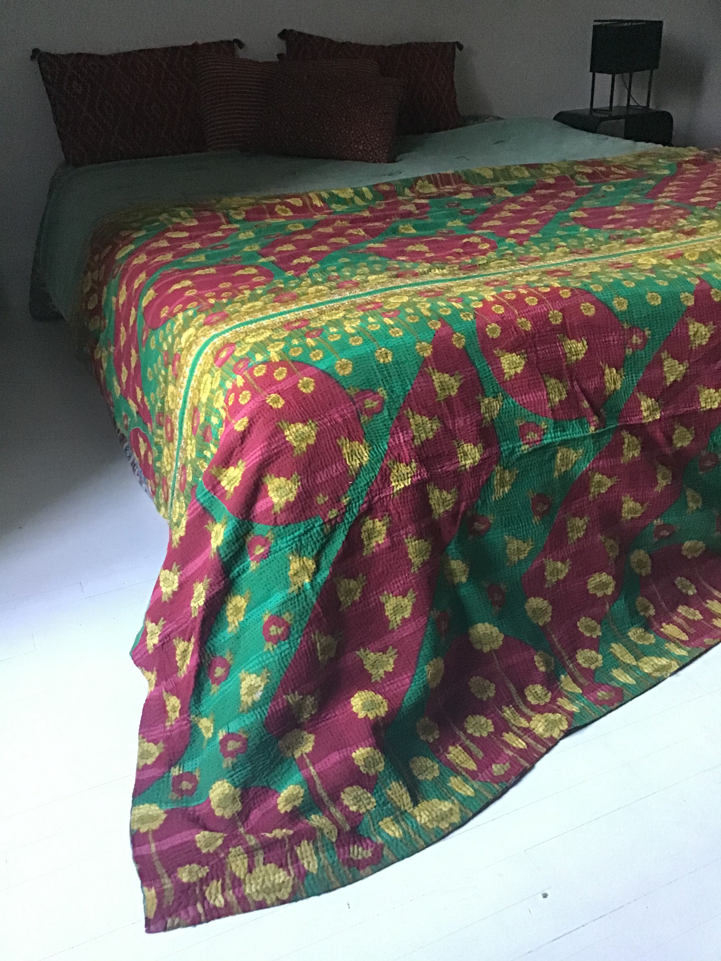 couvre pied indien/plaid stonewashed/plaid vintage/plaid caravane/plaid vintage caravane/plaid jaun/ jeté de lit indien/Lot