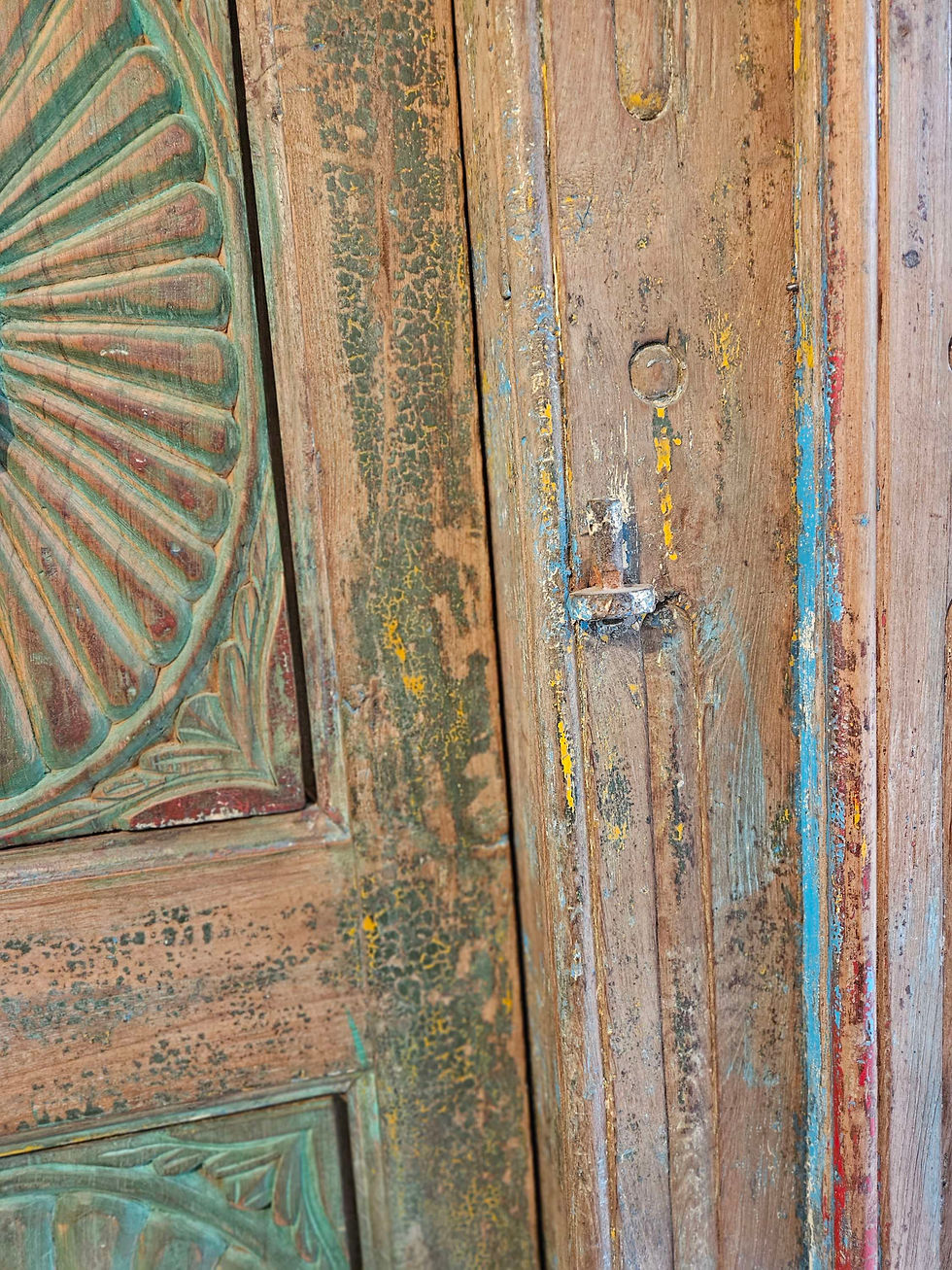 Miniature : porte indienne patine verte/porte inde import/meuble indien patine couleur/porte monumentale indienne/porte indienne couleur/