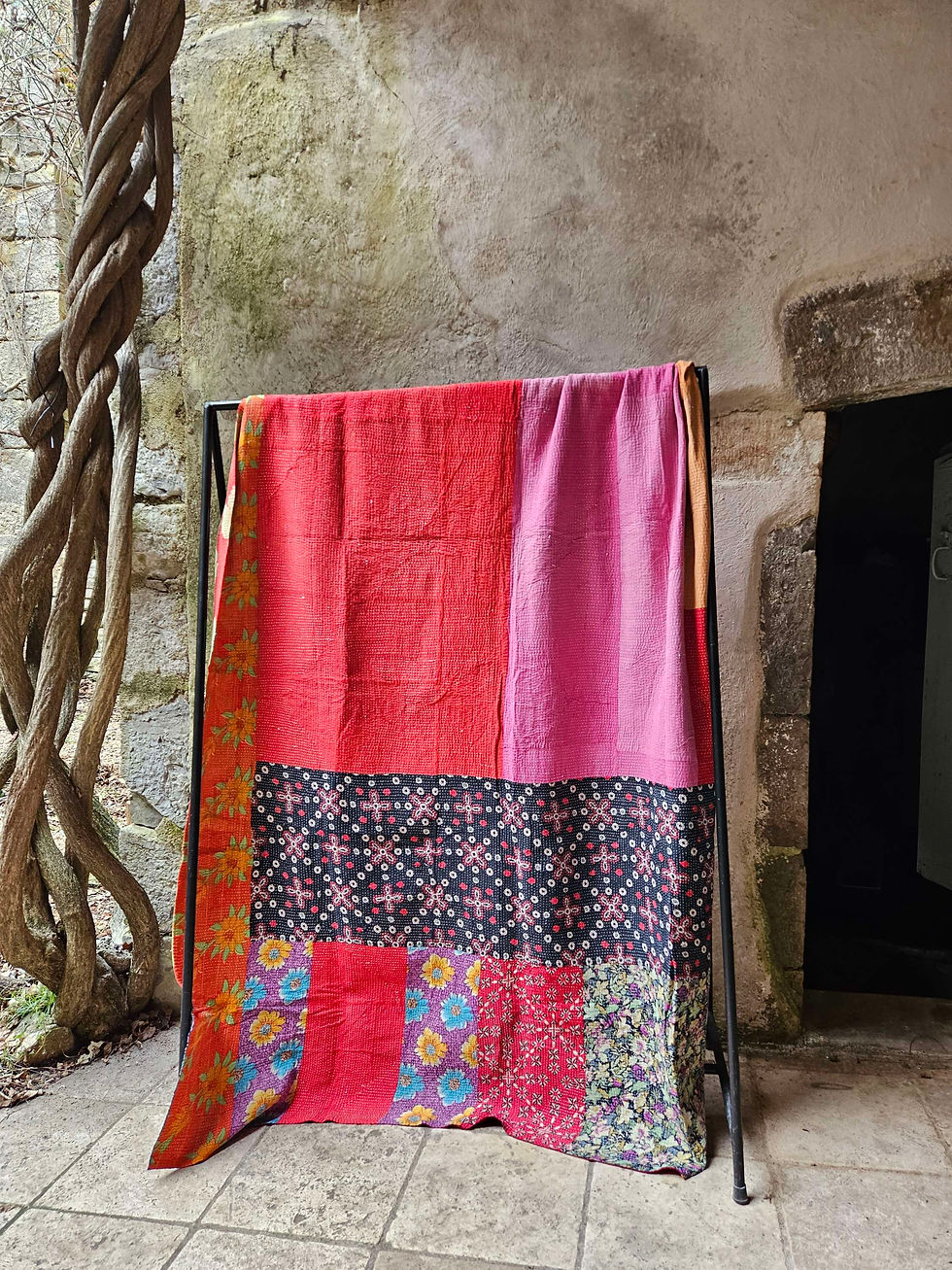 Miniature : Plaid ancien /jeté de lit vintage 1457K bohème chic