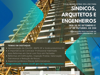 Ciclo de Palestras On-line para Síndicos, Arquitetos e Engenheiros (nova data).