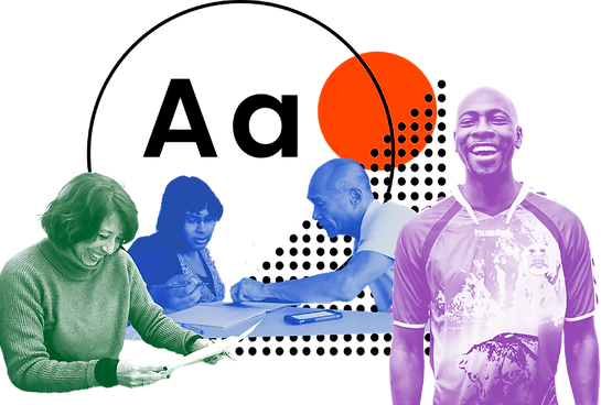 Photo collage of students and mentor