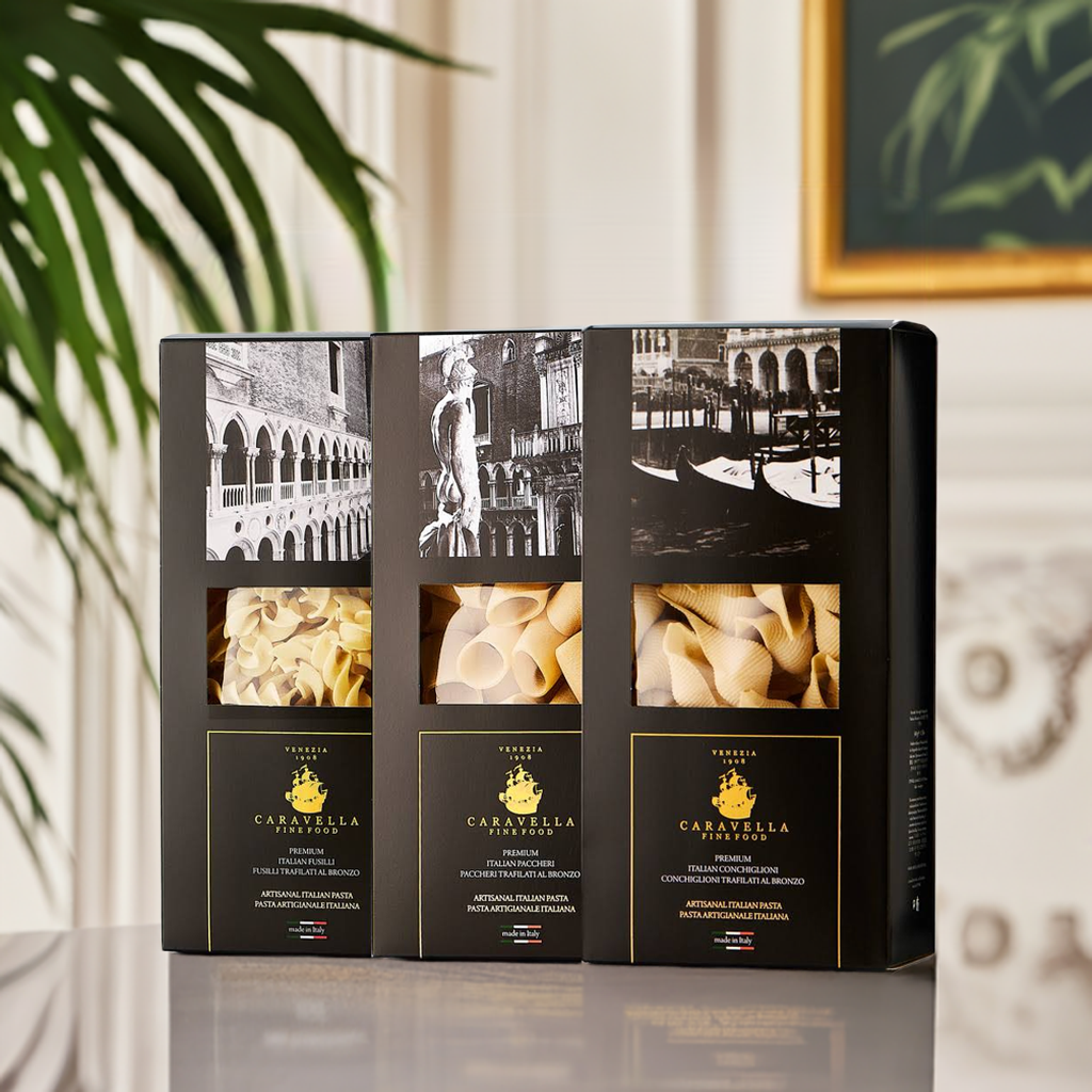Italian Pasta Trio N°1 Conchiglioni, Paccheri, Fusilli by Caravella Fine Food