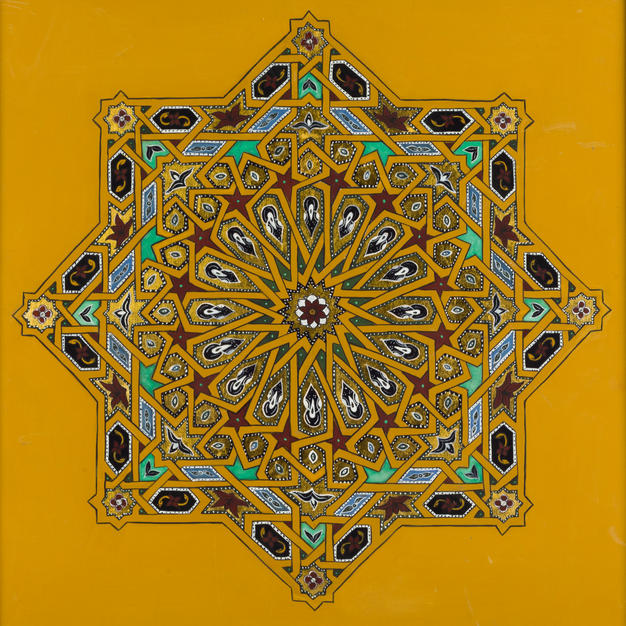Sixteen-Fold Rosette in Yellow Ochre