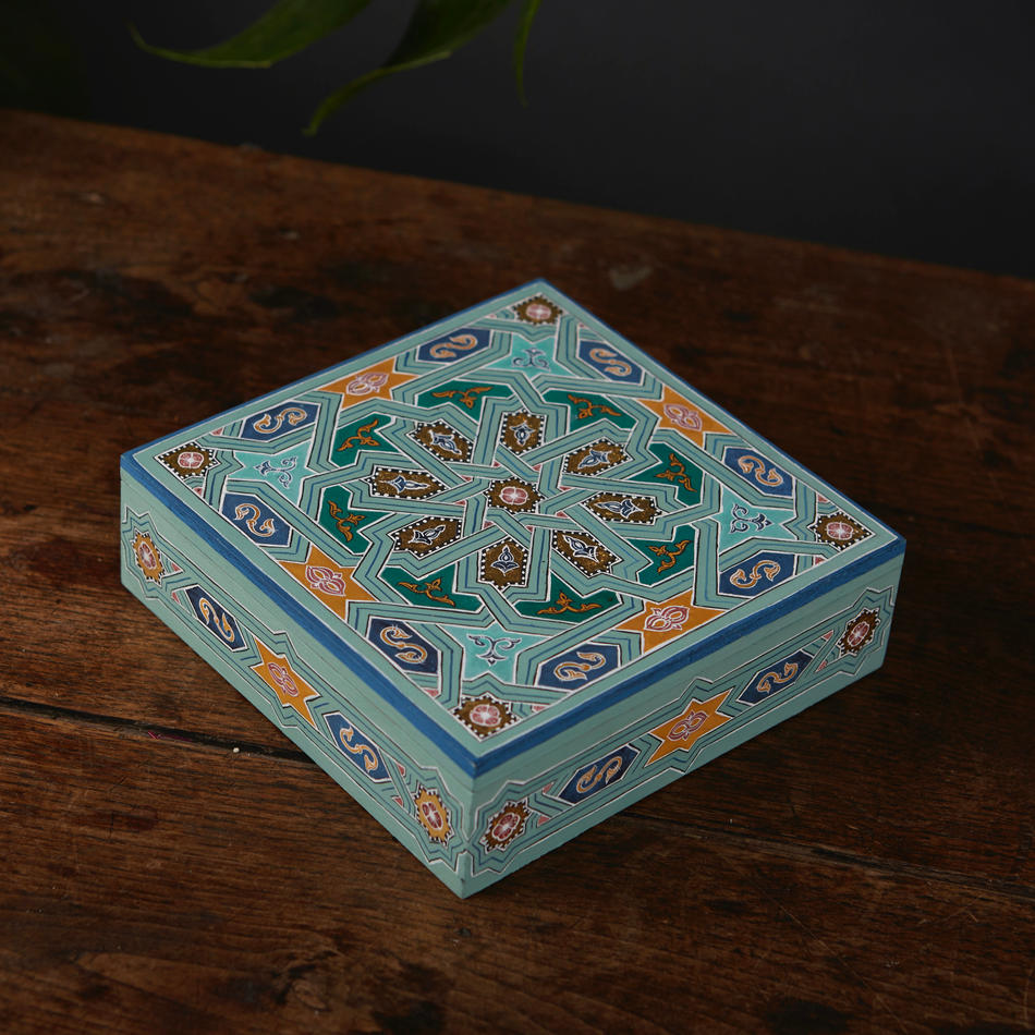 Square Box with Gilded Rosette
