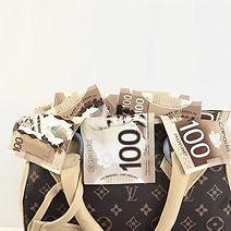 Louiv Vuitton Handbag with Edible Money.jpg