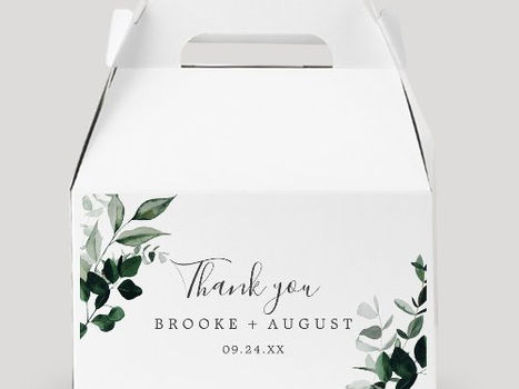 Hot Deals! Emerald Greenery Thank You Favor Boxes