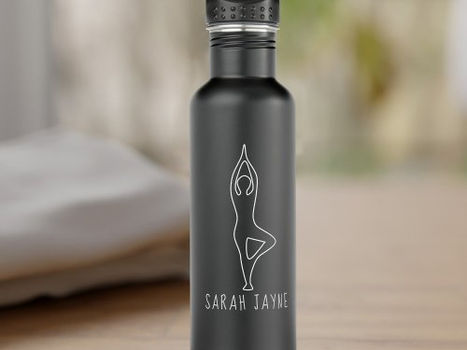 Top 5! Yoga Tree Pose Outline Matte Black Water Bottle