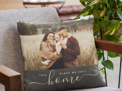 Top 5! Modern Home Simple Script Photo Charcoal Throw Pillow